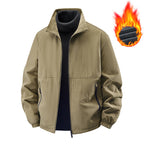 Fleece-lined Casual Jacket Coat Young And Middle-aged Stand Collar Loose Top