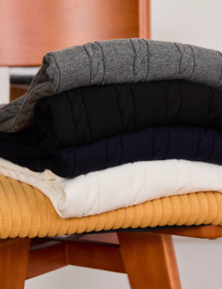 Cotton Round Neck Long Sleeves Bottoming Sweater Main Image