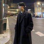 Mid-length Thick Loose Below The Knee Korean Style Trench Coat Suit Woolen Coat