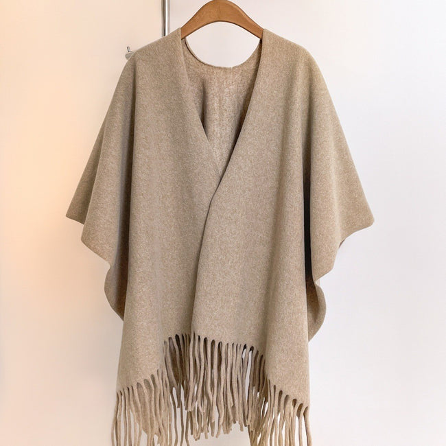 Solid Color Fashion Retro High-grade Travel Warm Outerwear Cloak Robe Hover Image