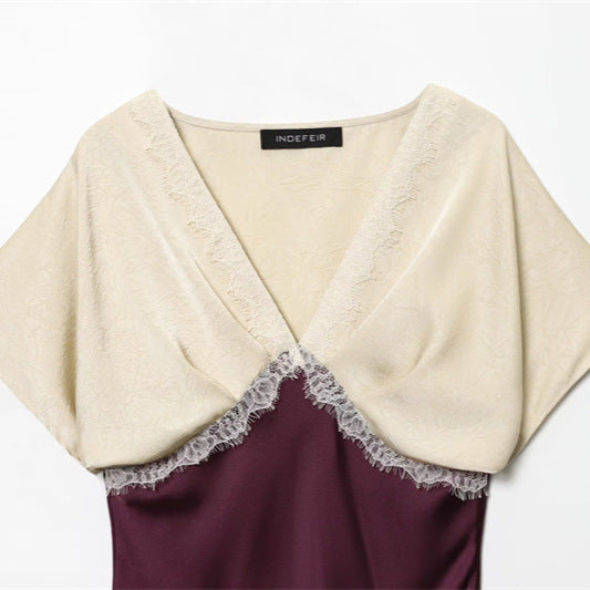 Women's Lace Silk Satin Dress