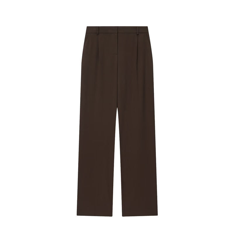 Pleated Padded Shoulder With Straight-leg Pants Coat