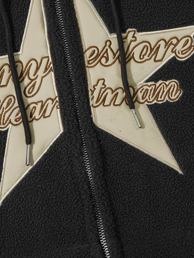 Women's Casual Hoodie With Embroidered Star And Lettering