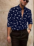 A Casual And Versatile Long-sleeved Shirt With Polka Dot Prints For Teenagers And Men