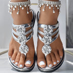 Floral Pattern Flip Flops, Comfortable And Casual Summer Beach Slippers