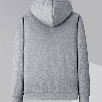 Men's Winter Fleece Lined Hooded Jacket With Zipper Closure