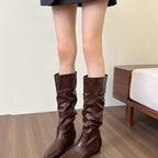 Small Retro Pointed Height Increasing Insole Boots Below The Knee High