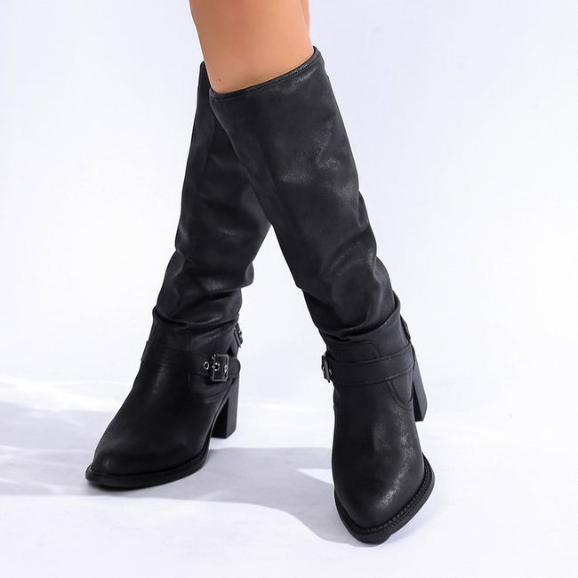 Stylish And Comfortable Buckle Chunky Heel Women's Boots Main Image