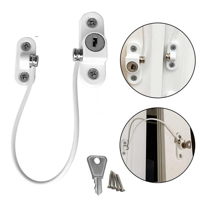 Window Security Chain Lock Window Cable Lock Restrictor Multifunctional Window Lock Door Security Guard for Baby Safety 1Pcs Hover Image