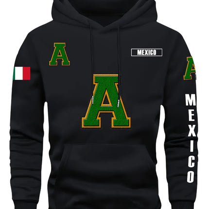 Mens Navy Blue Mexico A Graphic Hoodie With Pockets