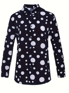 A Casual And Versatile Long-sleeved Shirt With Polka Dot Prints For Teenagers And Men
