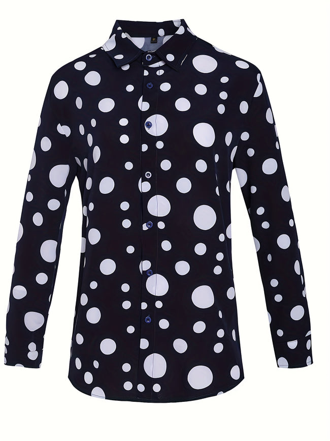 A Casual And Versatile Long-sleeved Shirt With Polka Dot Prints For Teenagers And Men Main Image