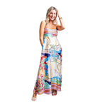 Women's High Waist Print Vacation Style Large Swing Suspender Dress