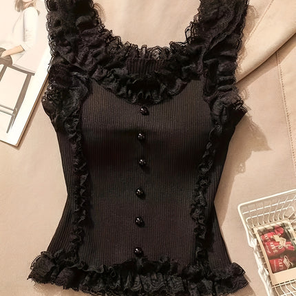 Sexy Lace Vest Set Sleeveless Camisoles Black White Summer