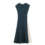 Women's Simple Stitching Midi Skirt Dress