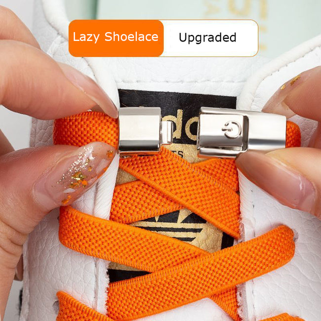 Press Lock Shoelaces Without Ties Elastic Laces Sneaker 8MM Widened Flat No Tie Shoe Laces Kids Shoelace For Shoes Hover Image