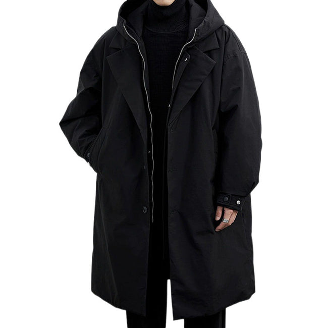 Men's False Two Pieces Hooded Mid-length Trench Coat Main Image