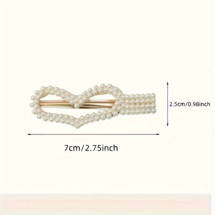 20Pcs Elegant Pearl Bow Tie Hair Clips Set Tassel Style