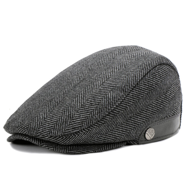 Woolen Beret Herringbone Pattern Adjustable Hover Image