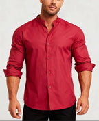 Teenage Men's Stand-up Collar Casual Shirt