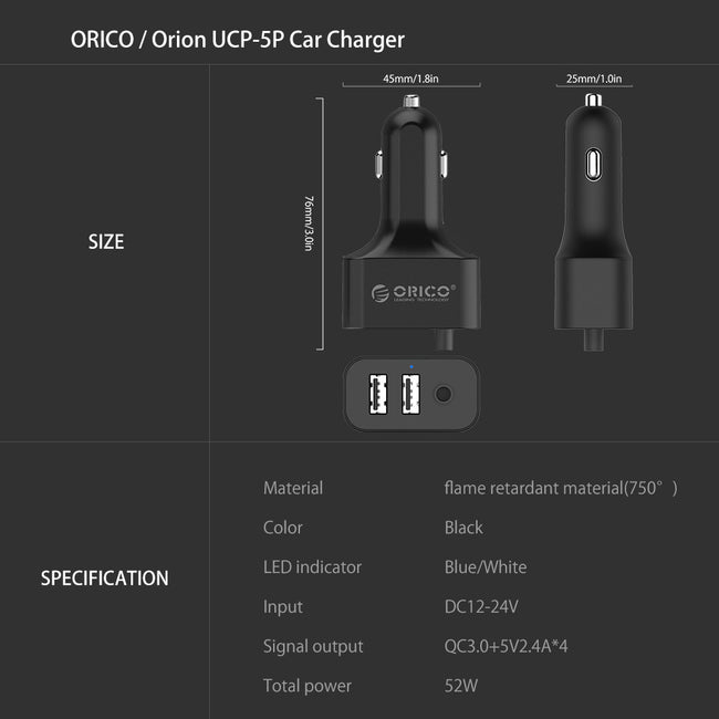 ORICO fast charge qc3.0 car charger Main Image
