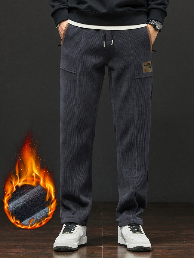 Mens Thermal Corduroy Pants Regular Fit Pocket Detail