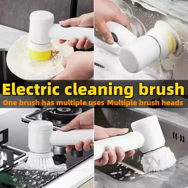 Electric Cleaning Brush Magic Brush Electric Bathtub Brush Housework 5 In 1 Cleaning Brush Electric Bathtub Brush Cleaning Brushes Hover Image