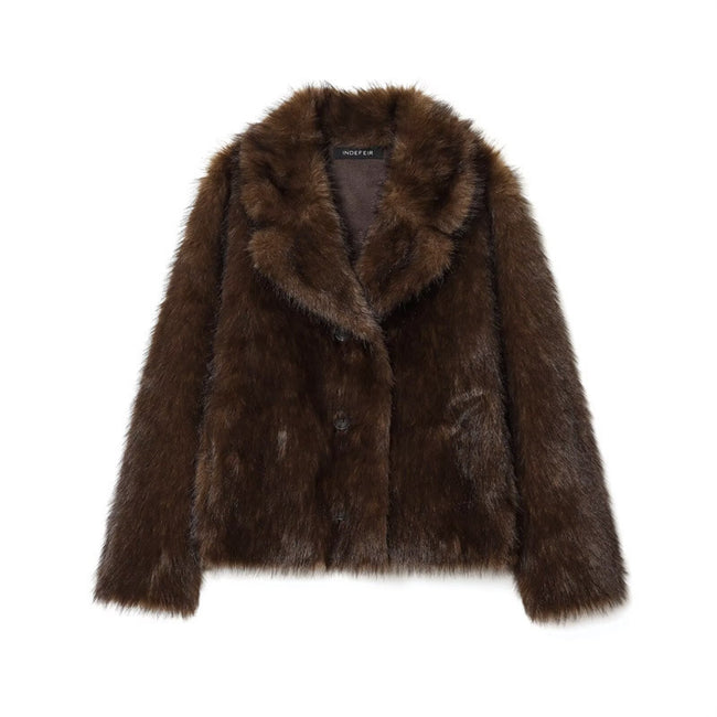 Women's Double-sided Artificial Fur Effect Jacket Coat Hover Image