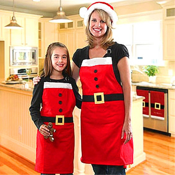 Red Merry Christmas Apron Christmas Apron For Women Girls Cake Kitchen Cook Apron For Mother's New Year Gift Unisex Main Image