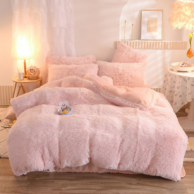 Luxury Thick Fleece Duvet Cover Queen King Winter Warm Bed Quilt Cover Pillowcase Fluffy Plush Shaggy Bedclothes Bedding Set Winter Body Keep Warm Hover Image