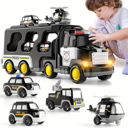 5 In 1 Police Cars Toys For Boys And Girls 3 Plus Light