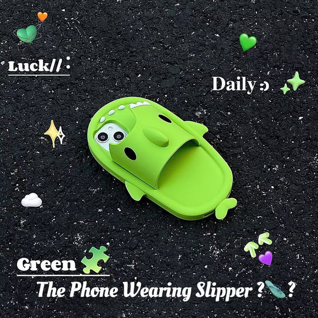 Funny Shark Slipper Phone Case For Iphone 11 12 13 14 Pro Max Creative Soft Silicone Shockproof Protective Full Cover For Apple Hover Image