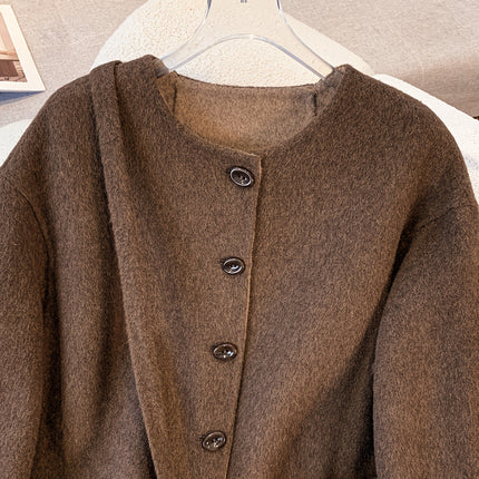Elegant Long Coat For Women Button Front Winter Outerwear