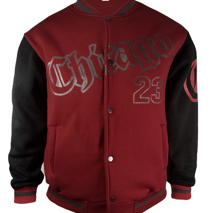 Mens Casual Letter Print Color Block Varsity Jacket
