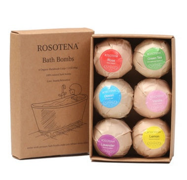 6 pcs Organic Bath Bombs Bubble Bath Mint Lavender Rose Flavor Hover Image