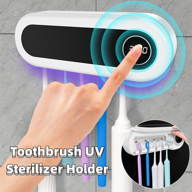 Wall Mounted Toothbrush Holder Smart Toothbrush UV Sterilizer Holder Toothpaste Dispenser Squeezer For Bathroom Accessories Hover Image