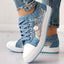 Floral Embroidered Polka Dot Print Sneakers