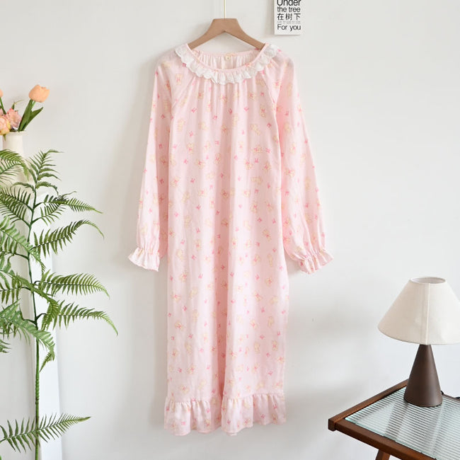Long Sleeve Nightdress Thin Loose Soft Home Hover Image