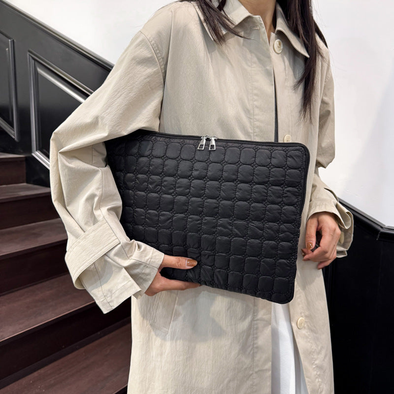 Solid Color Cloud Cotton Pleated Plaid Casual Simple Flat Storage Bag