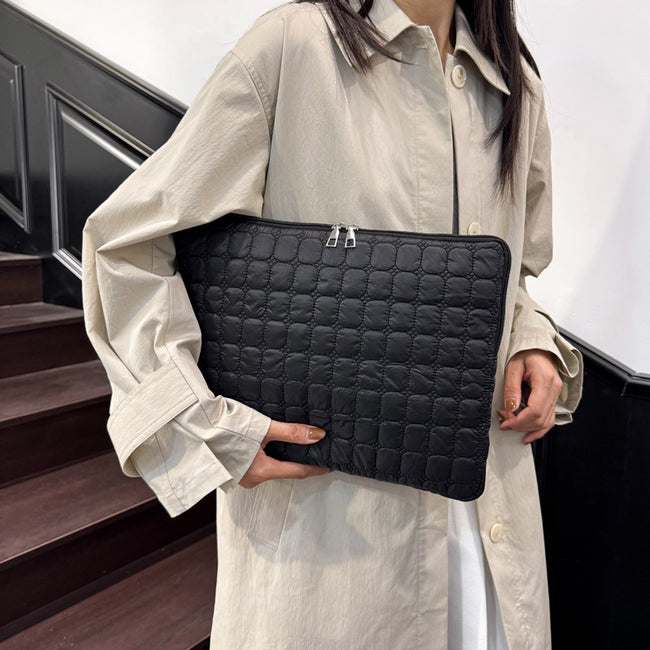 Solid Color Cloud Cotton Pleated Plaid Casual Simple Flat Storage Bag Hover Image