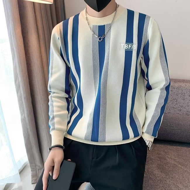 Contrast Color Sweater Striped Innerwear Knitwear Long-sleeved Top Main Image