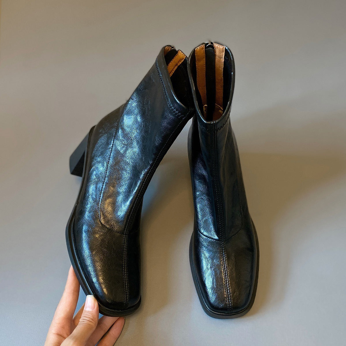 Commuter High Heel Stretch Retro Boots With Chunky Heels