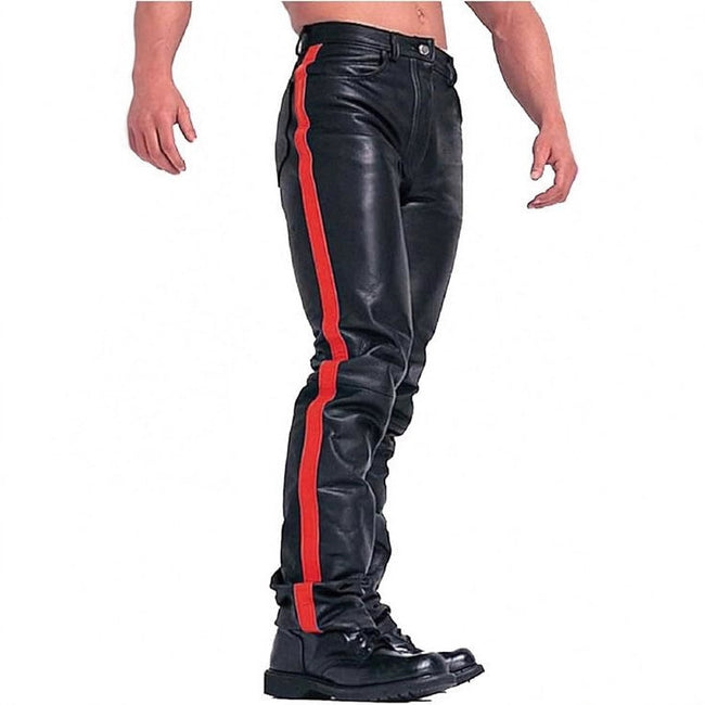Trendy Nightclub Skinny Motorcycle PU Leather Casual Trousers Main Image