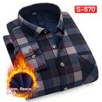 Autumn And Winter Warm Shirt Men's Long Sleeve Middle-aged Fleece Lined Padded Shirt