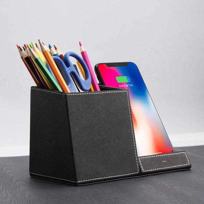 Leather Pen Holder Wireless Charger Wireless Phone Charger And Pen Holder Fast Charging Phone Main Image