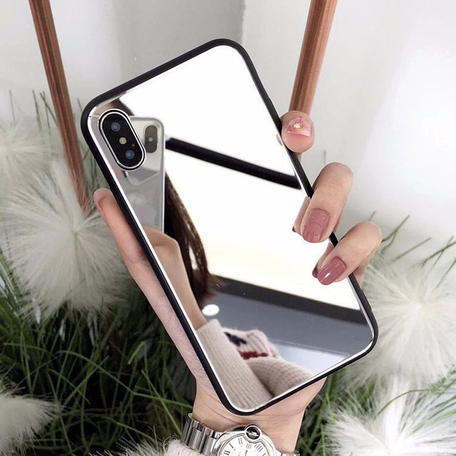 Compatible with Apple, iphoneX mirror phone case iphone7/8plus make-up self-timer glass case Hover Image