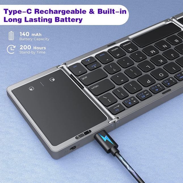 ZYY Ultra Thin Portable Foldable Wireless Keyboard Touchpad