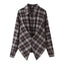 Women's Loose Lapels Waist-controlled Long Sleeves Plaid Shirt