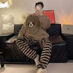 Plush Pajamas Men's Winter Warm Leisure Flannel Suit