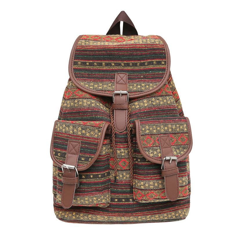 Large Capacity Contrast Color Scheme National Style Trendy Backpack